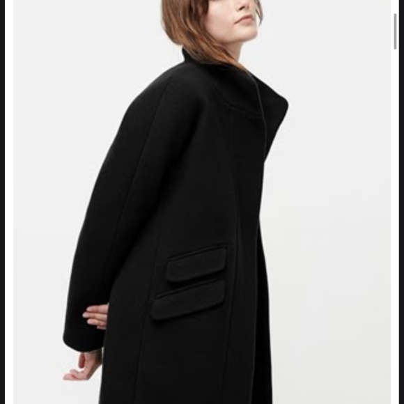 EUC jcrew 8/8P black Cocoon coat Italian stadium-cloth wool - Picture 3 of 15